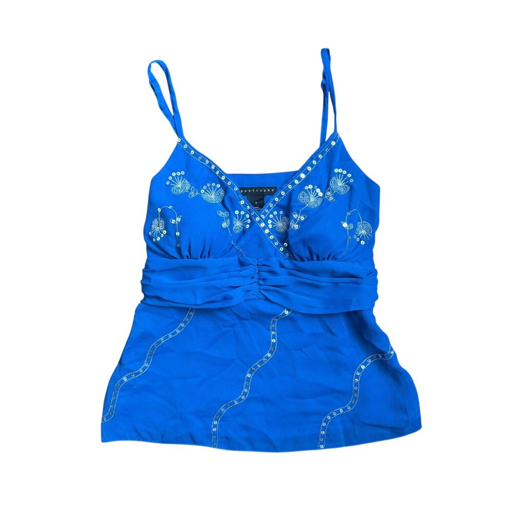 VNTG Apostrophe Gypsy Tank Size 6 Sewn In Pads EUC Bedazzle Shimmer Coachella